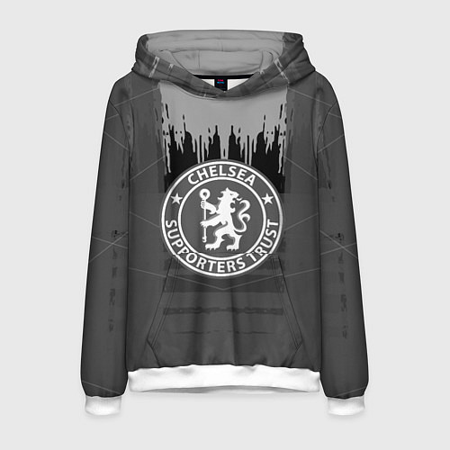 Мужская толстовка FC Chelsea: Grey Abstract / 3D-Белый – фото 1