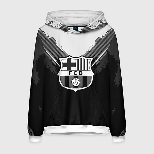 Мужская толстовка FC Barcelona: Black Style / 3D-Белый – фото 1