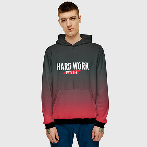 Мужская толстовка Hard Work Pays Off: Red / 3D-Черный – фото 3