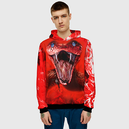 Мужская толстовка Red Snake / 3D-Черный – фото 3