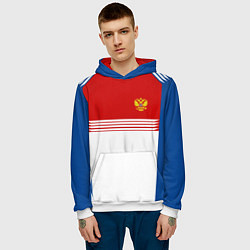 Толстовка-худи мужская Russia: Retro Sport, цвет: 3D-белый — фото 2