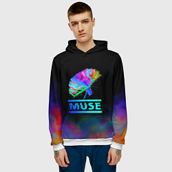 Толстовка-худи мужская Muse: Neon Flower, цвет: 3D-белый — фото 2