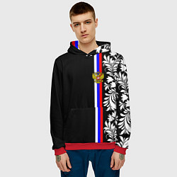Толстовка-худи мужская Россия: цветочная коллекция, цвет: 3D-красный — фото 2