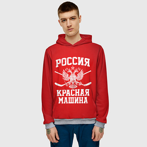 Мужская толстовка Россия: Красная машина / 3D-Меланж – фото 3