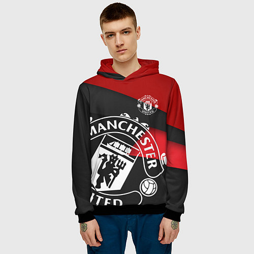 Мужская толстовка FC Man United: Exclusive / 3D-Черный – фото 3