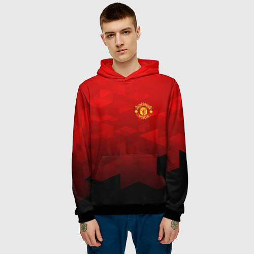 Мужская толстовка FC Man UTD: Red Poly / 3D-Черный – фото 3