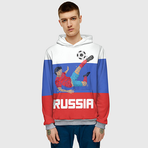 Мужская толстовка Russia Footballer / 3D-Меланж – фото 3