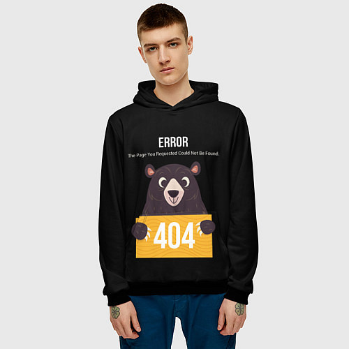 Мужская толстовка Error 404: Bear / 3D-Черный – фото 3