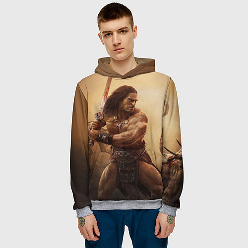 Мужская толстовка Конан-варвар / 3D-Меланж – фото 3