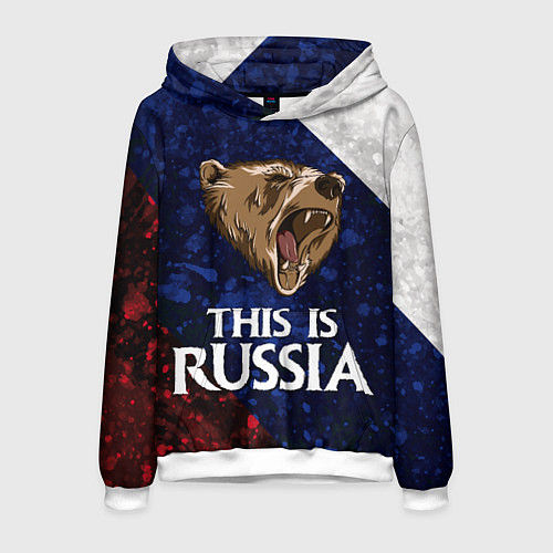Мужская толстовка Russia: Roaring Bear / 3D-Белый – фото 1
