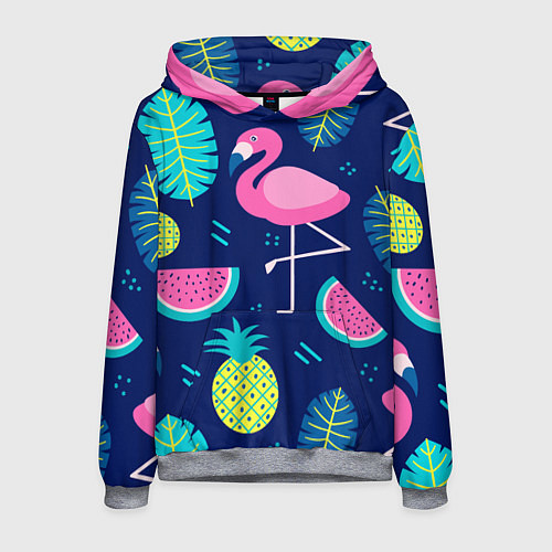 Мужская толстовка Фруктовый фламинго / 3D-Меланж – фото 1