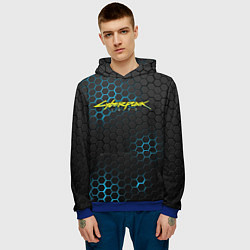 Толстовка-худи мужская Cyberpunk 2077: Blue Carbon, цвет: 3D-синий — фото 2