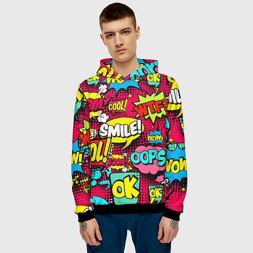 Мужская толстовка Слова из комиксов / 3D-Черный – фото 3