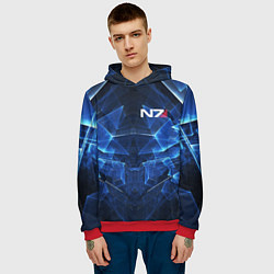 Толстовка-худи мужская Mass Effect: Blue Armor N7, цвет: 3D-красный — фото 2