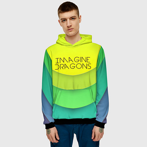 Мужская толстовка Imagine Dragons: Lime Colour / 3D-Черный – фото 3