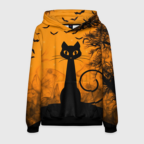 Мужская толстовка Halloween Cat / 3D-Черный – фото 1