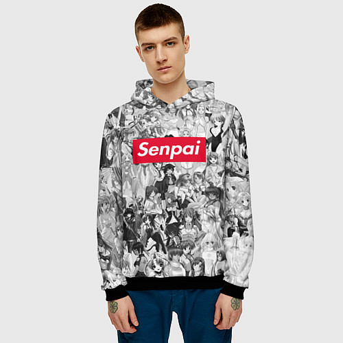 Мужская толстовка SENPAI Stories / 3D-Черный – фото 3