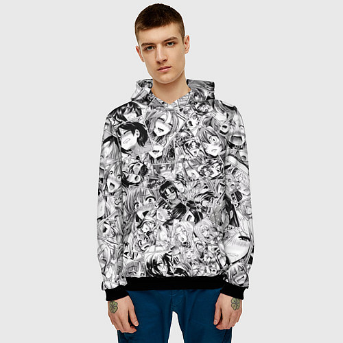 Мужская толстовка Manga Ahegao / 3D-Черный – фото 3