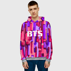 Толстовка-худи мужская BTS: Pink Colour, цвет: 3D-меланж — фото 2