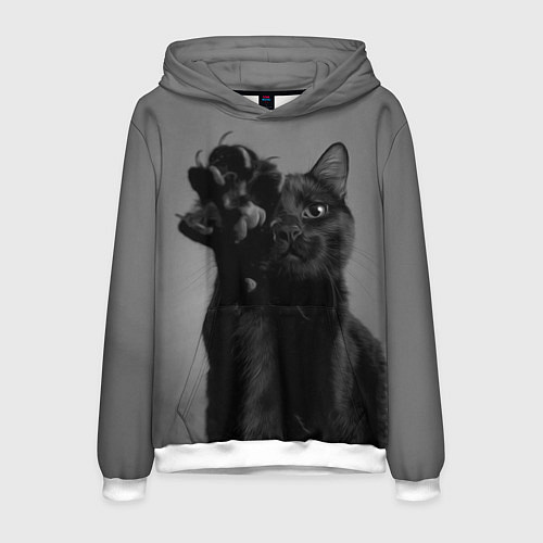 Мужская толстовка Черный котик / 3D-Белый – фото 1