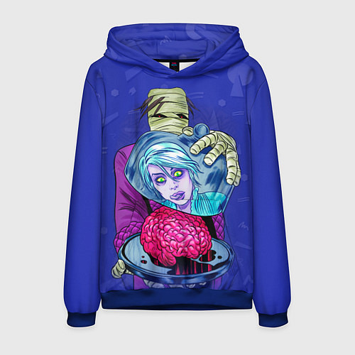 Мужская толстовка I-ZOMBIE с мумией и мозгами / 3D-Синий – фото 1