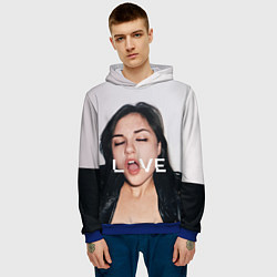 Толстовка-худи мужская Sasha Grey: LOVE, цвет: 3D-синий — фото 2