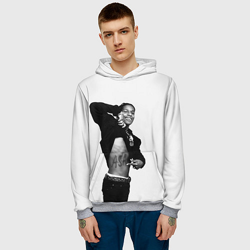 Мужская толстовка ASAP Rocky: White Fashion / 3D-Меланж – фото 3