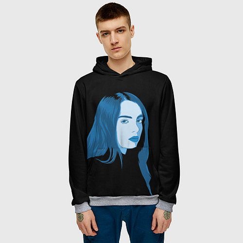 Мужская толстовка Billie Eilish: Blue Style / 3D-Меланж – фото 3