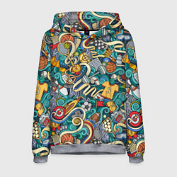 Толстовка-худи мужская Спортивный коллаж, цвет: 3D-меланж