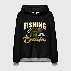 Толстовка-худи мужская Fishing is my Cardio, цвет: 3D-меланж