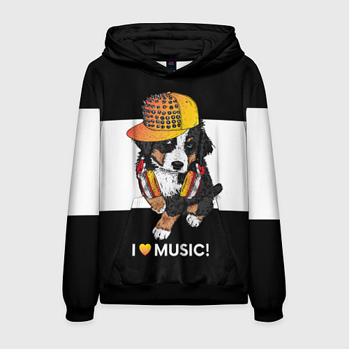 Мужская толстовка I like music / 3D-Черный – фото 1