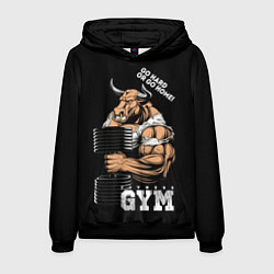 Толстовка-худи мужская Go heavy or go home - bull, цвет: 3D-черный