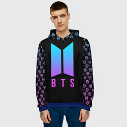 Толстовка-худи мужская BTS: Neon Night, цвет: 3D-синий — фото 2
