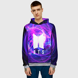 Толстовка-худи мужская BTS: Violet Neon, цвет: 3D-меланж — фото 2