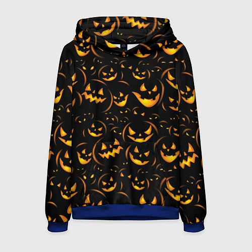 Мужская толстовка Тыквы на хэллоуин - паттерн / 3D-Синий – фото 1