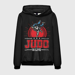 Толстовка-худи мужская Judo is life, цвет: 3D-черный