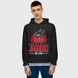 Толстовка-худи мужская Judo is life, цвет: 3D-меланж — фото 2
