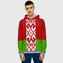 Толстовка-худи мужская Беларусь флаг, цвет: 3D-меланж — фото 2