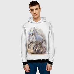 Толстовка-худи мужская Белая конь мчится галопом, цвет: 3D-черный — фото 2