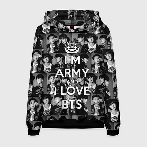 Мужская толстовка I am army and I lover BTS / 3D-Черный – фото 1