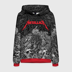Толстовка-худи мужская Metallica птица на черепах, цвет: 3D-красный