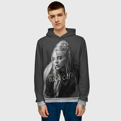 Мужская толстовка Billie Eilish fak off / 3D-Меланж – фото 3