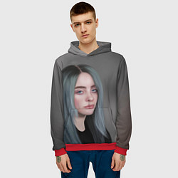 Толстовка-худи мужская Billie Eilish: Ocean Eyes, цвет: 3D-красный — фото 2