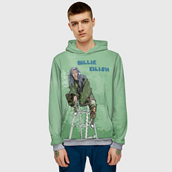 Толстовка-худи мужская Billie Eilish: Green Motive, цвет: 3D-меланж — фото 2