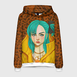 Толстовка-худи мужская Billie Eilish: Turquoise Hair, цвет: 3D-белый