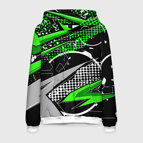 Мужская толстовка Black and green corners / 3D-Белый – фото 1