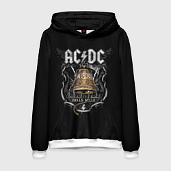 Толстовка-худи мужская ACDC - hells bells, цвет: 3D-белый