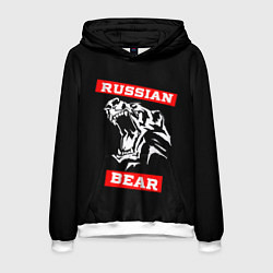 Толстовка-худи мужская RUSSIAN BEAR - WILD POWER, цвет: 3D-белый