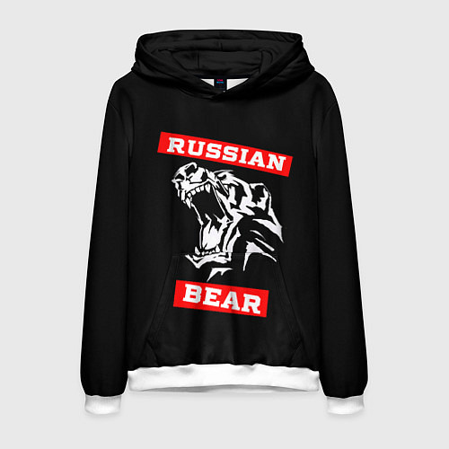 Мужская толстовка RUSSIAN BEAR - WILD POWER / 3D-Белый – фото 1