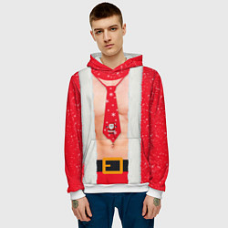 Толстовка-худи мужская Рождественский костюм с голым торсом, цвет: 3D-белый — фото 2